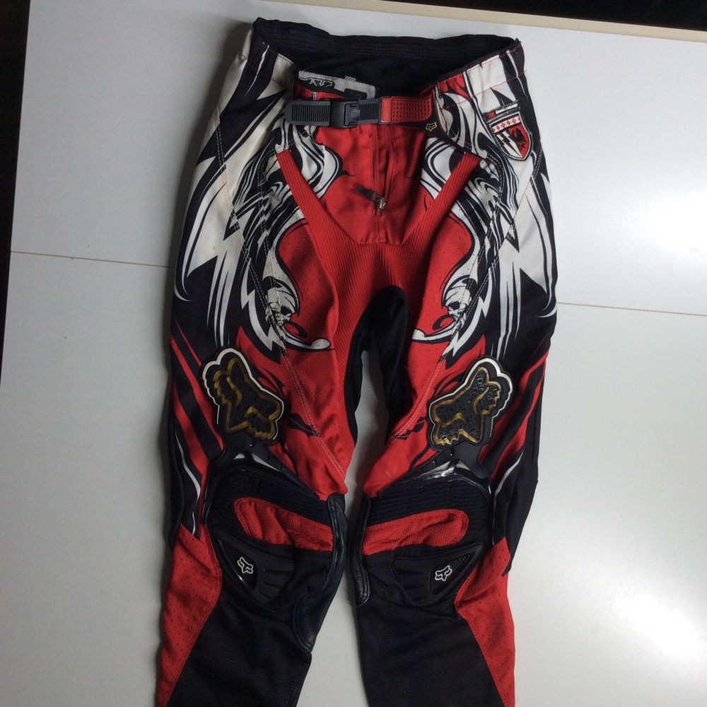 Fox 360 Off Road Motocross Riding Pants Black Red White Size 28